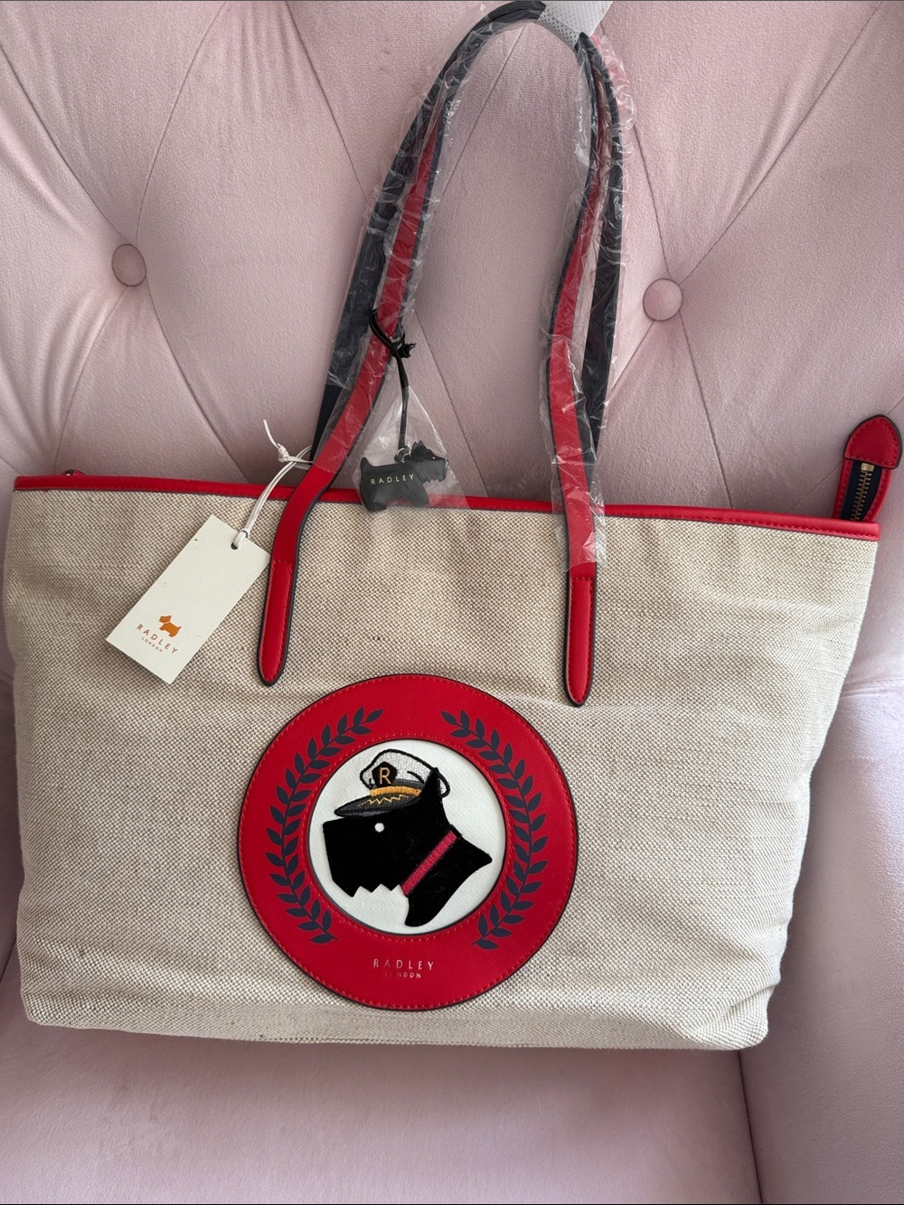 Radley London Natural Tote with Red Trim